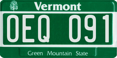 VT license plate OEQ091