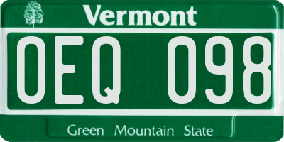 VT license plate OEQ098