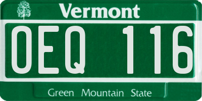 VT license plate OEQ116