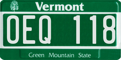 VT license plate OEQ118