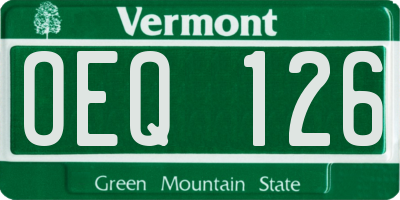 VT license plate OEQ126