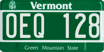 VT license plate OEQ128