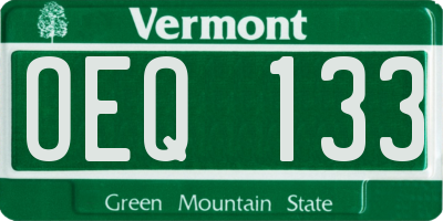 VT license plate OEQ133