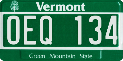 VT license plate OEQ134