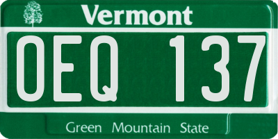 VT license plate OEQ137