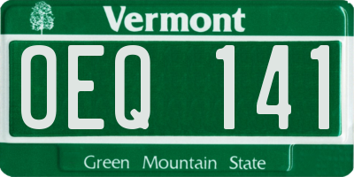 VT license plate OEQ141