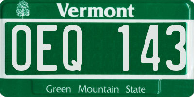 VT license plate OEQ143