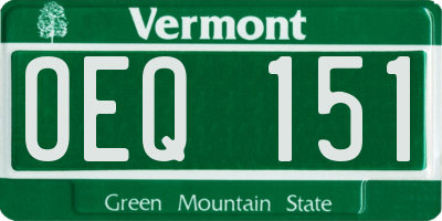VT license plate OEQ151