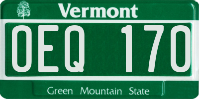 VT license plate OEQ170