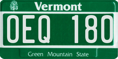 VT license plate OEQ180