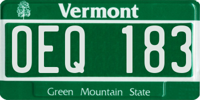 VT license plate OEQ183