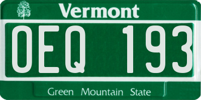 VT license plate OEQ193