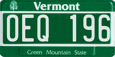 VT license plate OEQ196