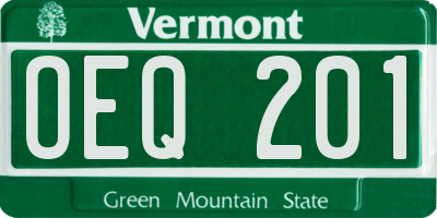 VT license plate OEQ201