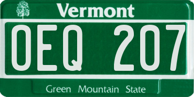 VT license plate OEQ207