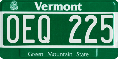 VT license plate OEQ225