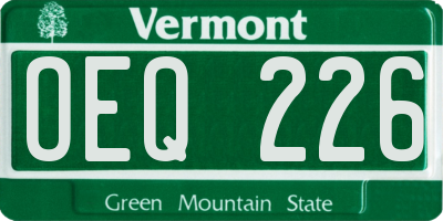 VT license plate OEQ226