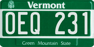 VT license plate OEQ231