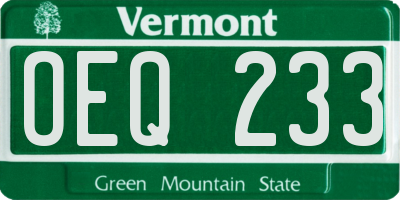 VT license plate OEQ233