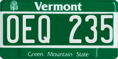 VT license plate OEQ235