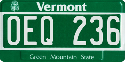 VT license plate OEQ236