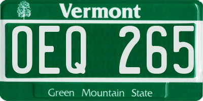VT license plate OEQ265
