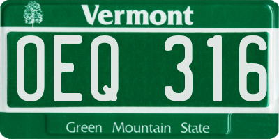 VT license plate OEQ316