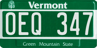 VT license plate OEQ347
