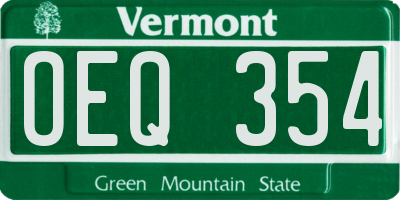 VT license plate OEQ354