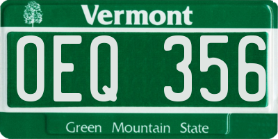 VT license plate OEQ356