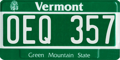 VT license plate OEQ357