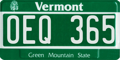 VT license plate OEQ365