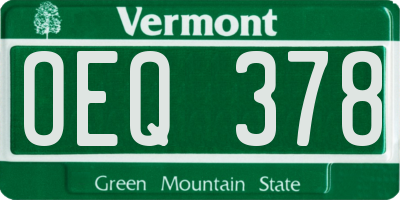 VT license plate OEQ378
