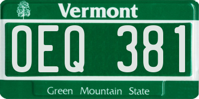 VT license plate OEQ381