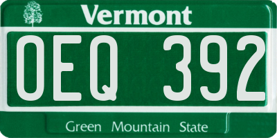 VT license plate OEQ392