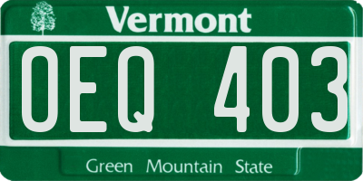 VT license plate OEQ403