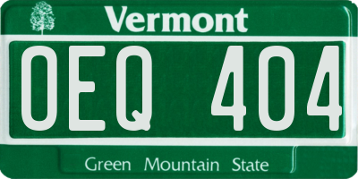 VT license plate OEQ404