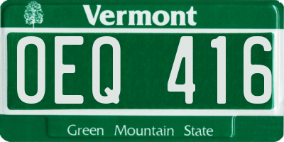 VT license plate OEQ416
