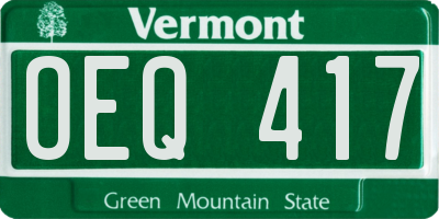 VT license plate OEQ417