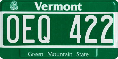 VT license plate OEQ422
