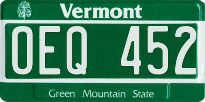 VT license plate OEQ452