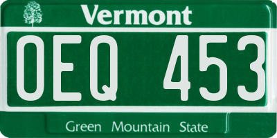 VT license plate OEQ453