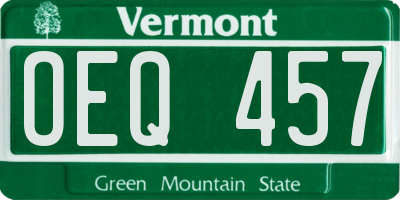 VT license plate OEQ457
