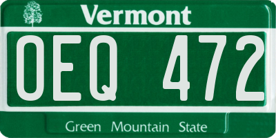 VT license plate OEQ472