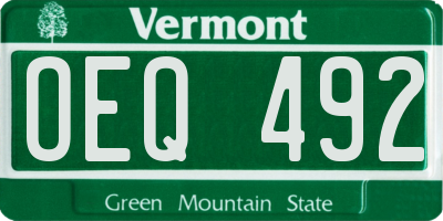 VT license plate OEQ492