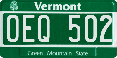 VT license plate OEQ502