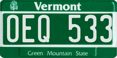 VT license plate OEQ533