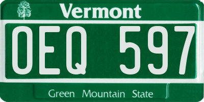 VT license plate OEQ597