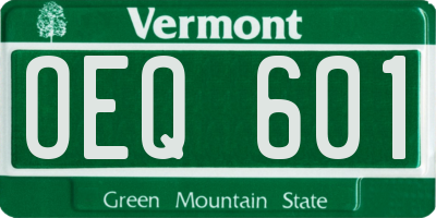 VT license plate OEQ601