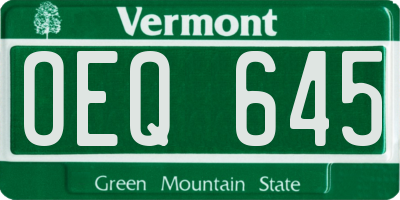 VT license plate OEQ645
